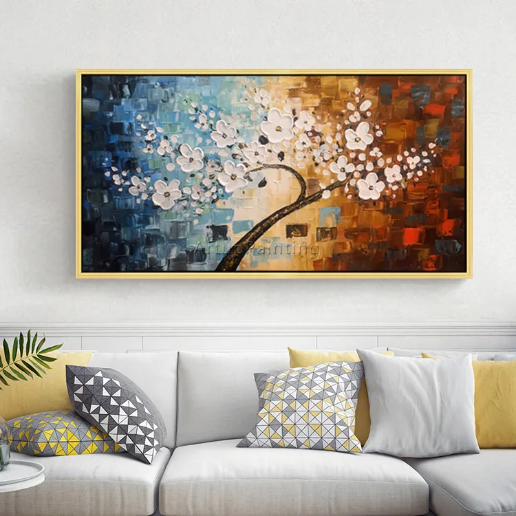 Canvas painting palette knife 3D texture flower tree Wall art Pictures For Living Room home decor caudros decoracion084 | Дом и сад