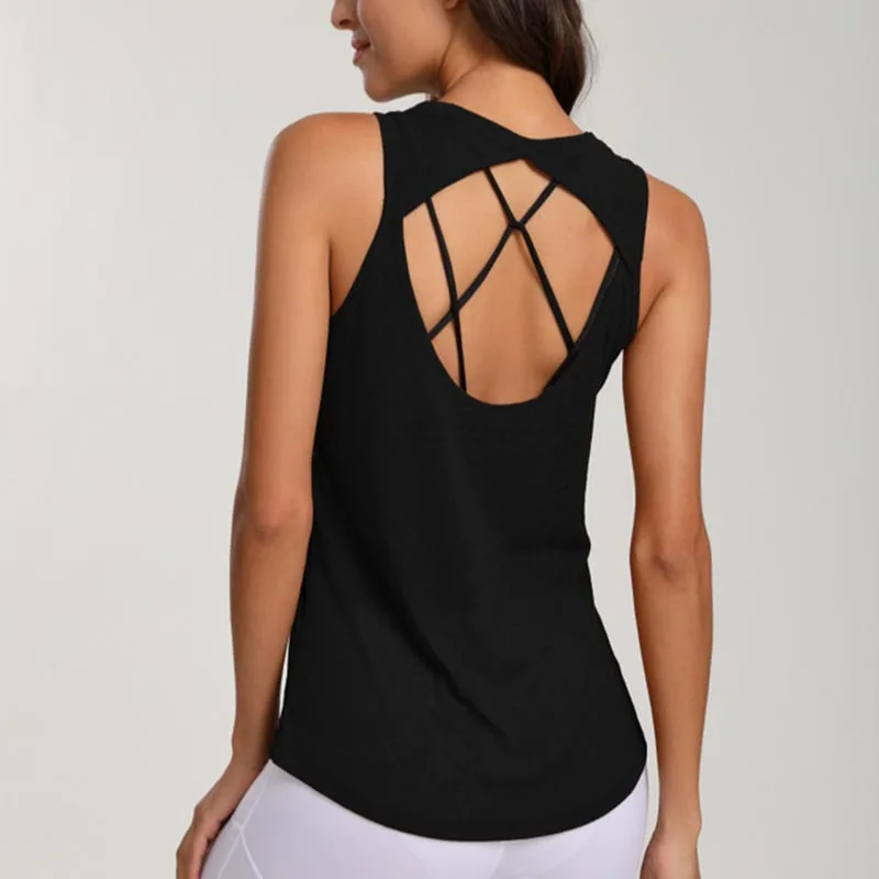 SALSPOR Женская Однотонная рубашка для йоги без рукавов сетчатая Спортивная дышащая