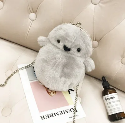 gray color 20 см Индивидуальная Женская милая желтая куриная Сумка милая мультяшная плюшевая куриная сумка мини меховая дамская сумка - Цвет: gray color