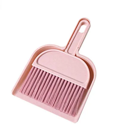 pink 2 шт. набор маленькая 20 см настольная щетка для чистки развертки+ совок пластиковая нейлоновая метла угловая мини-пылеочиститель бесные совки распродажа - Цвет: pink