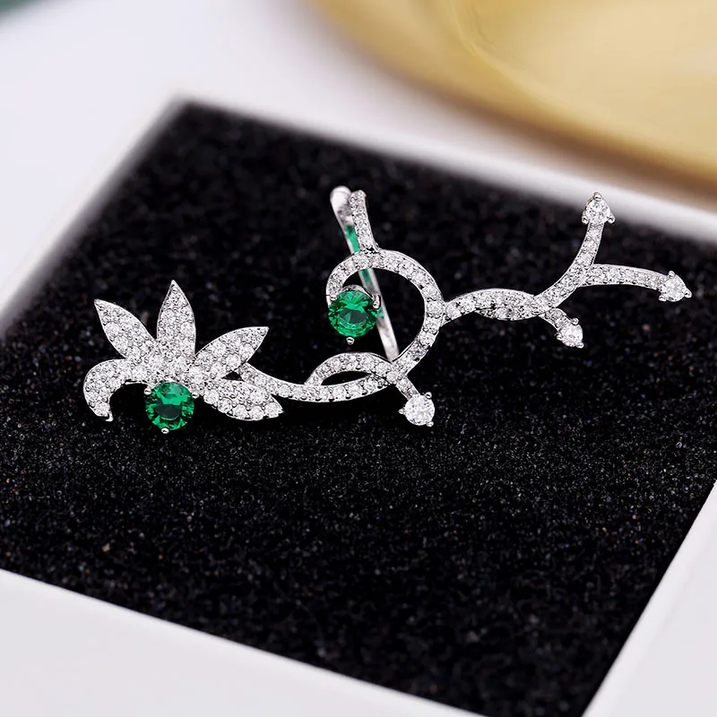 RAKOL ladies fashion mint green zircon flower-shaped personality ear clip temperament girls party dress accessories RE80189 | Украшения и