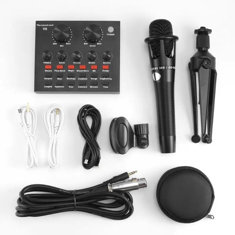V8 аудио Usb гарнитура микрофон наушники Webcast стример Live Sound карта кабель набор для