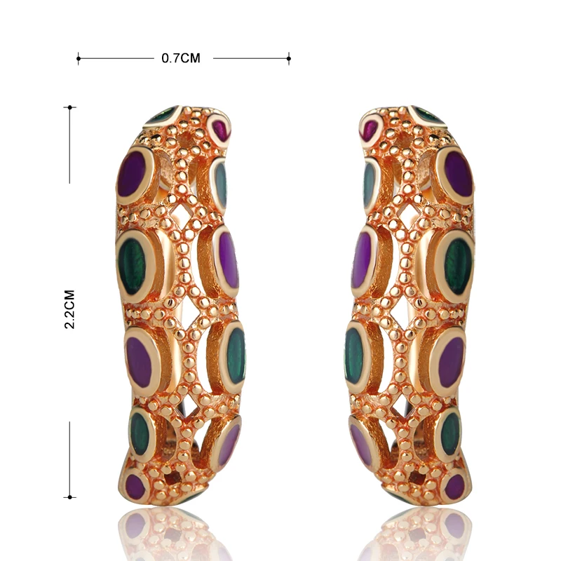 MECHOSEN Simple Style Rose Gold Color Stud Earrings For Women Girl Enamel Copper Metal English Lock Brincos Ear Piercing Schmuck | Украшения