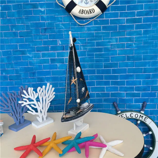 Mediterranean Style Wooden Sailing Model Birthday Gift Home Decoration Handicraft Ship Everything Is Going Smoothly | Дом и сад