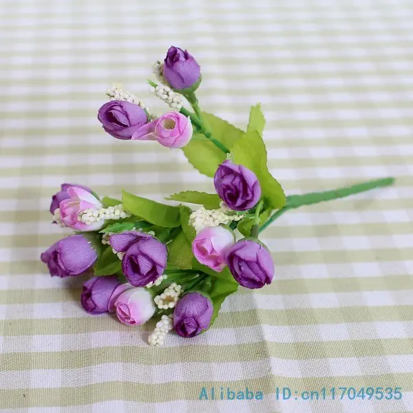 6 шт. красивые миниатюрные шелковые розы букет искусственные цветы свадебное