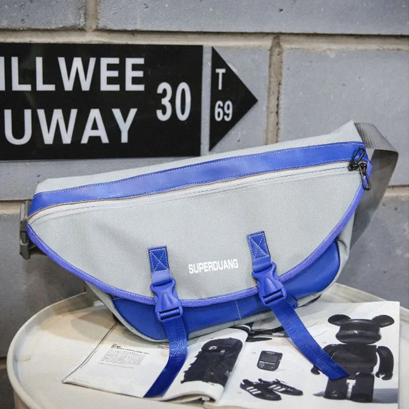 Gray Waist pack Трендовая сумка для пояса унисекс поясная сумка Уличная стильная сумка в стиле хип-хоп Мужская нагрудная сумка Холщовая Сумка через плечо - Цвет: Gray Waist pack
