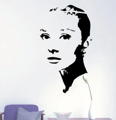 Молодые Одри Хепберн Силуэт виниловые настенные наклейки художественная