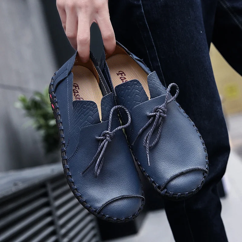 New 2019 Men Loafers Outdoor Breathable Leather Casual Shoes Fashion Lazy Flats Moccasins chaussure homme men Sneakes | Обувь