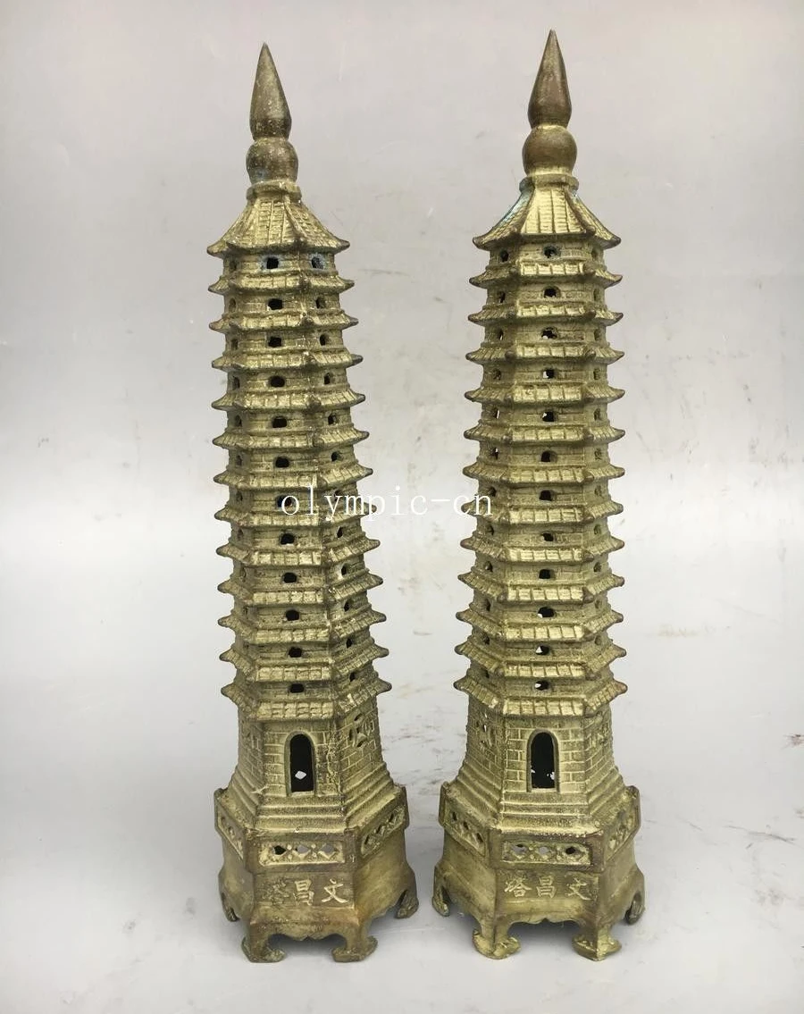 Парные бронзовые медные фольклорные храмы fengshui декор буддистской пагоды dagoba stupa