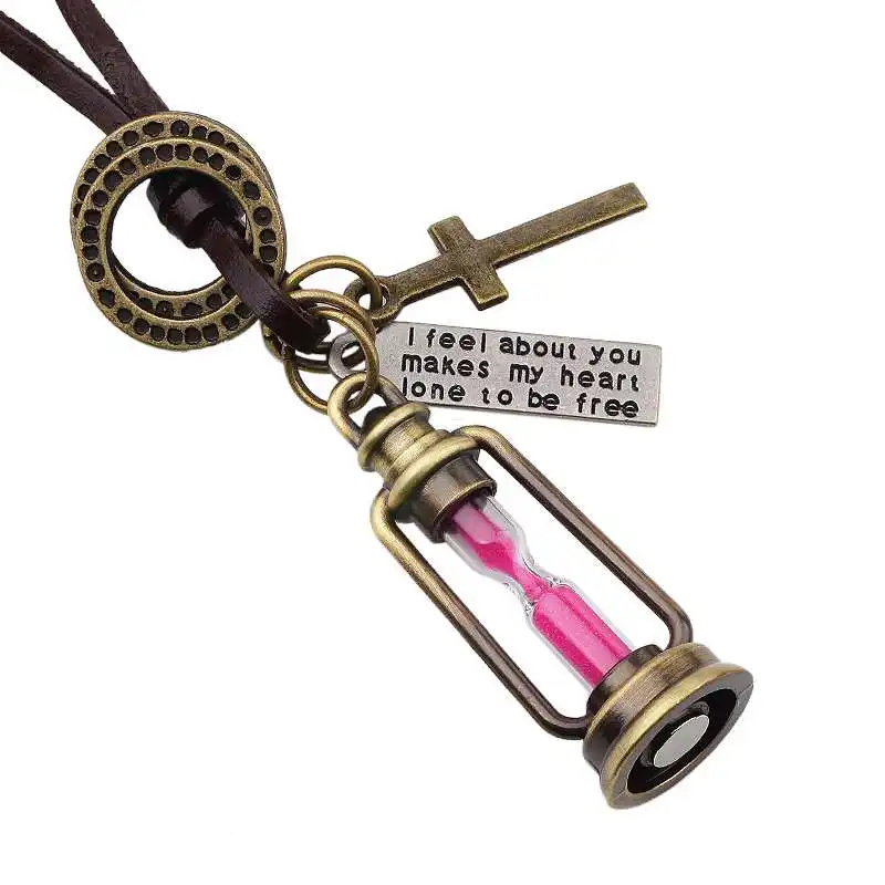 Женское колье макси из натуральной кожи с подвеской|necklace hourglass|leather necklacegenuine leather