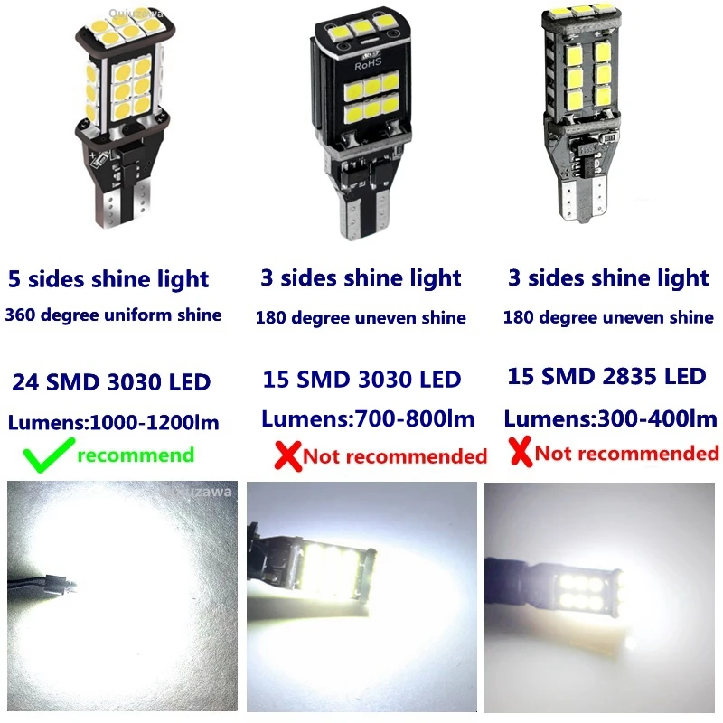 2 шт. T15 W16W 921 912 супер яркий 1200Lm 3030 SMD СВЕТОДИОДНЫЙ CANBUS без ошибок OBC автомобильный