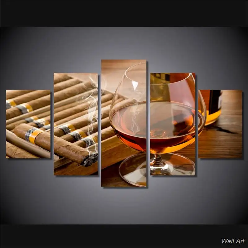 Hd Printed Wine And Cigars Painting Canvas Print Room Decor Poster Picture Free Shipping -92807-YP |