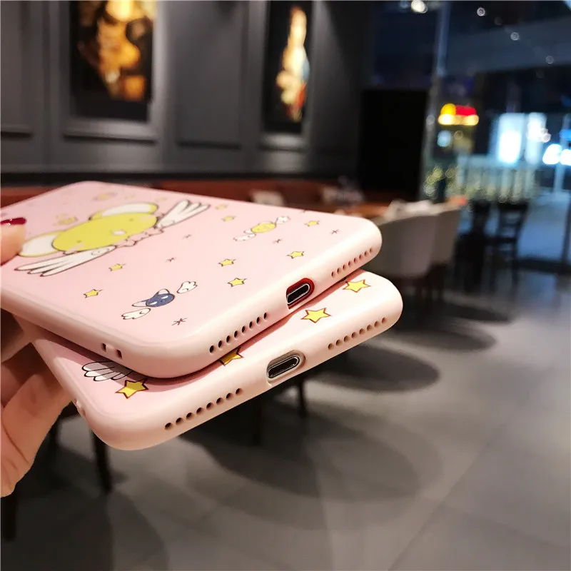 Чехол с принтом "Сейлор Мун"+ Защитная пленка для экрана для iphone 8 plus милый мультяшный розовый мягкий чехол для девочки для iphone 7 plus 6 6s стеклянная пленка чехол