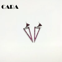 2019 new arrival office ladies elegant triangular earrings studs with pave setting cubic zirconia stones earrings cara0139