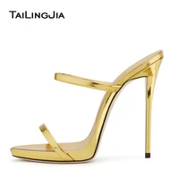tailigjia sexy evening party shoes ladies mules summer rose gold high heels platform strappy heeled gold sandals for women