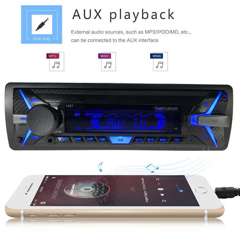 Новинка 1087 RDS Авторадио 1 din Поддержка Bluetooth SD карта Музыка MP3 плеер с дистанционным