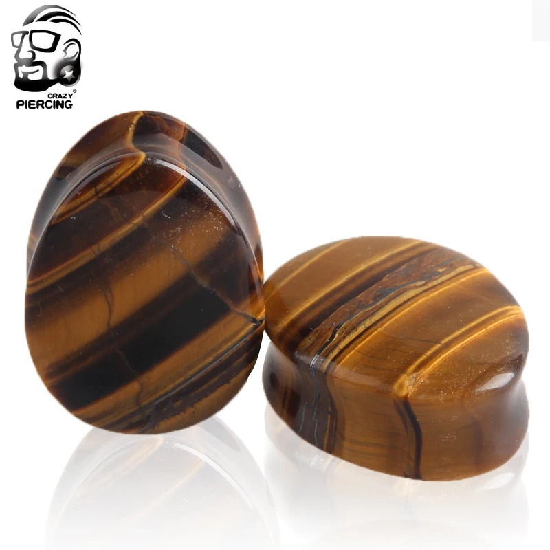 Затычки для ушей тигровый глаз натуральные расширители в форме капли