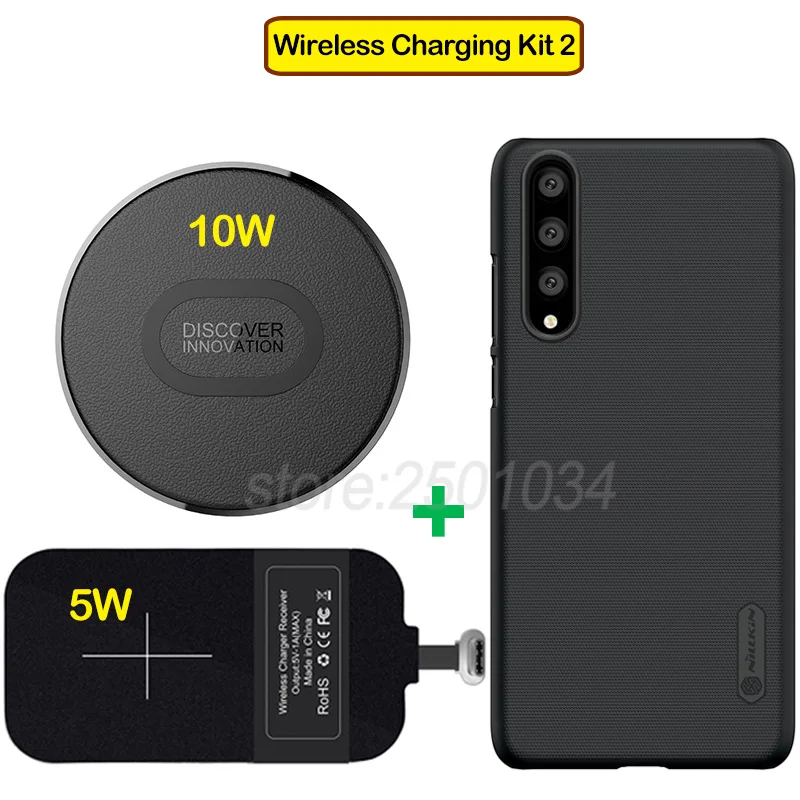 Charging Kit2 Nillkin для huawei P20 Pro Qi беспроводной зарядный комплект Беспроводное зарядное устройство+ USBC type C зарядный приемник+ Матовый Жесткий Чехол для ПК P20 Pro - Тип штекера: Charging Kit2