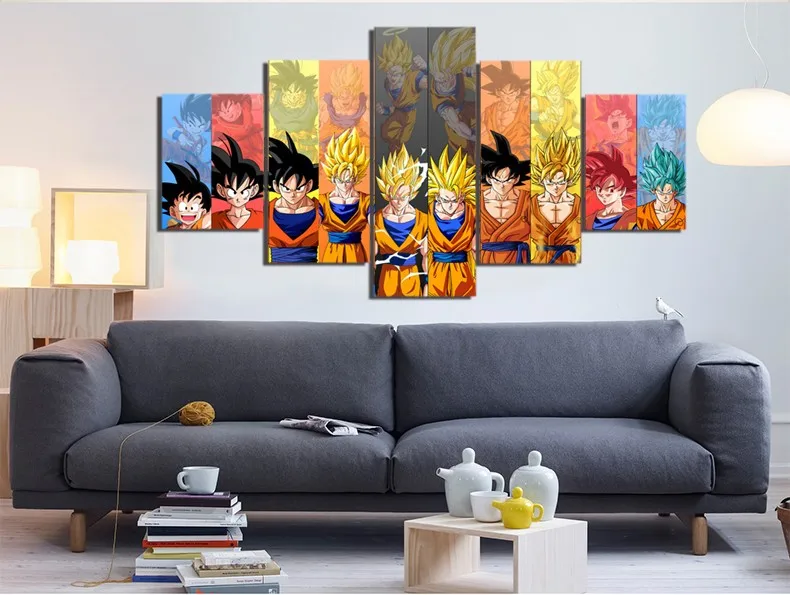 5 шт. мультфильм Dragon Ball Z Goku Evolution Современный домашний декор для стен холст картина искусство HD печать живопись на холсте