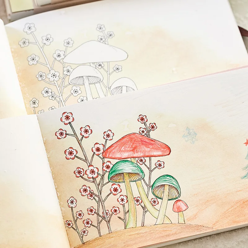 Хит! Креативный блокнот цветная страница милый кавайный гриб сделай сам эскизы