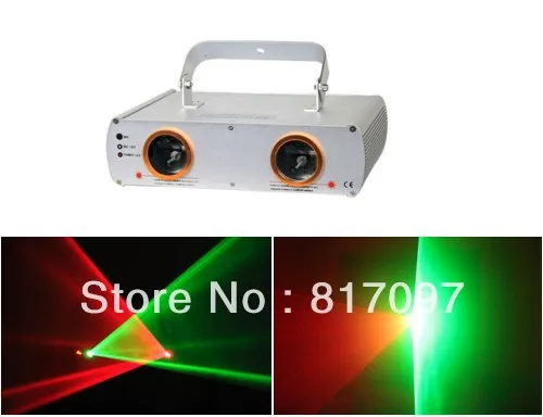 Proyector láser para espectáculo de luces, dispositivo de iluminación para interiores, con sonido profesional, rojo y verde, 140mW, 2 lentes