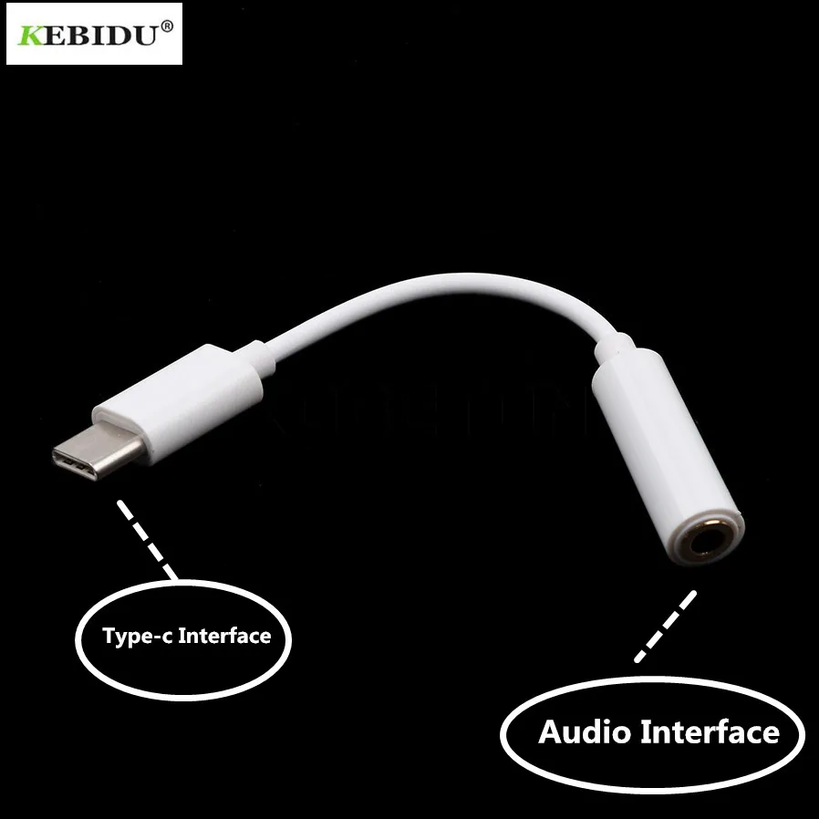 Кабель-адаптер для наушников Kebidu Type-C-3 5 мм usb 3 1 Type C разъем типа папа-3 дюйма AUX Letv