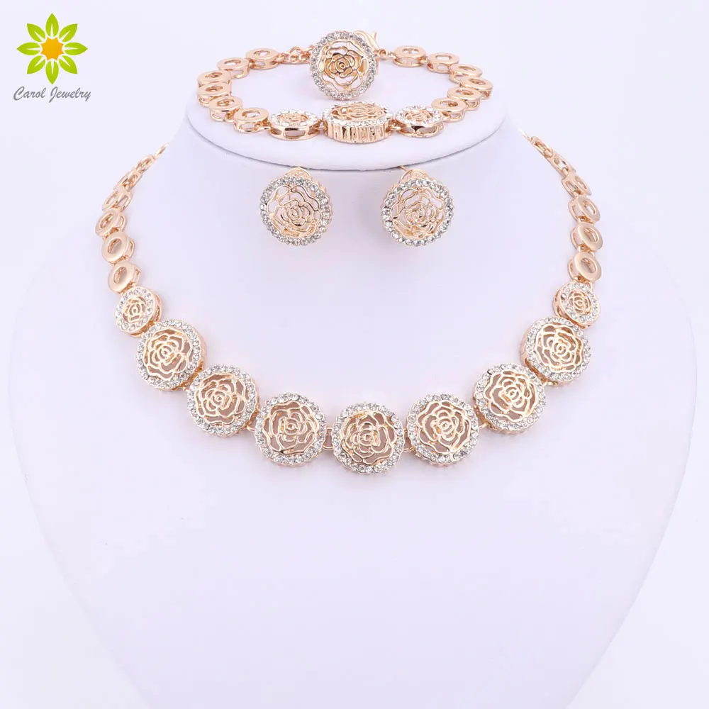 Свадебные африканские бусы ювелирные наборы ожерелье в форме цветка серьги