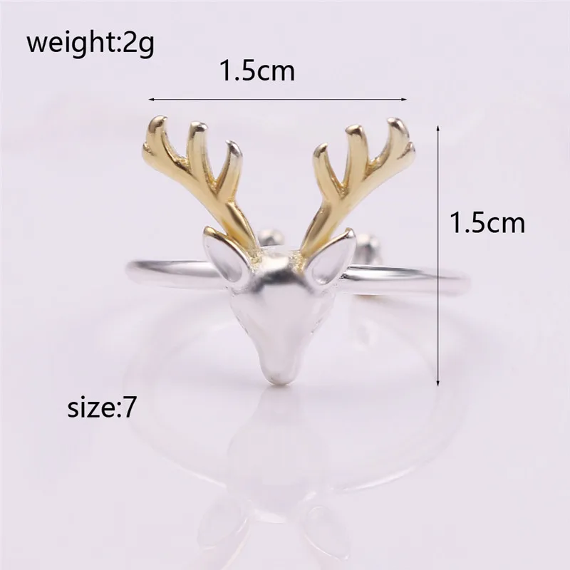 Рождественский подарок милые оленьи рога открытые кольца регулируемые размеры