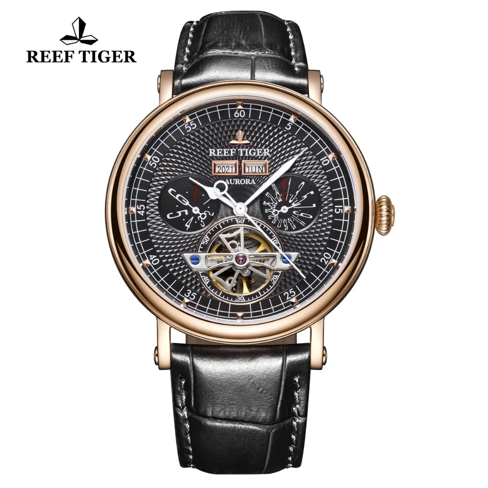 Риф Тигр/RT лучший бренд Роскошные часы мужские часы из розового золота Tourbillon многофункциональные автоматические часы сапфировое стекло RGA1903
