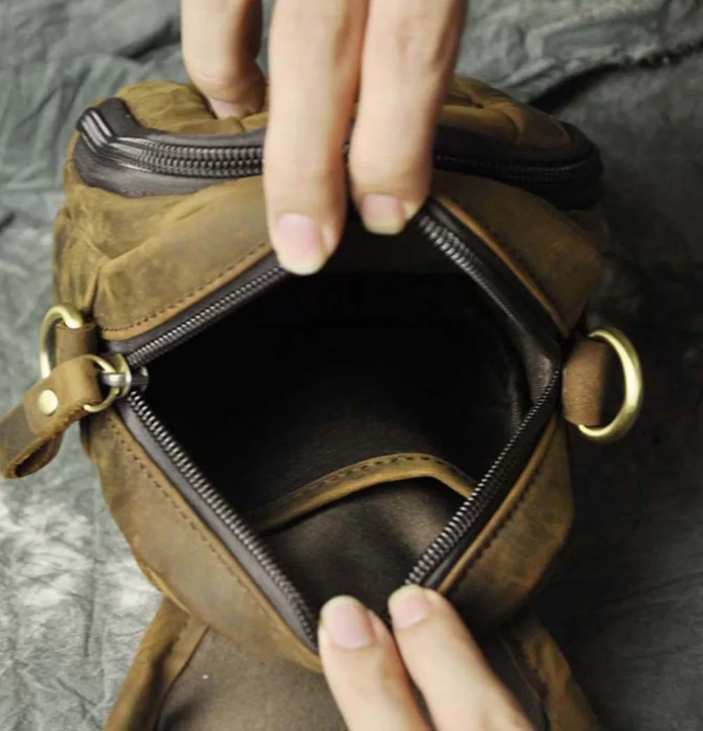 Для мужчин Винтаж Crazy Horse Натуральная кожа пакет Фанни Талии Сумка Crossbody | Багаж и