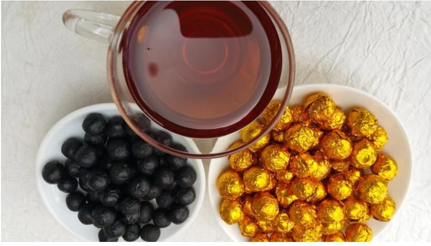 Chinese ripe tea Gold Tin Foil Packing 100g Resin tea