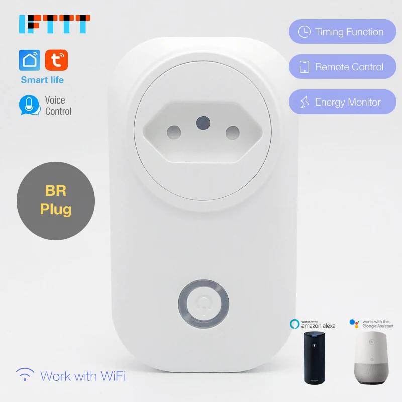 WIFI умный бразильский разъем питания монитор 16A BR умная розетка Беспроводная