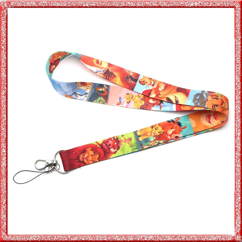Lion king cartoon lanyards for keys in mobile phone straps necklace card holders webbing ribbons keychains rope accessory E0474