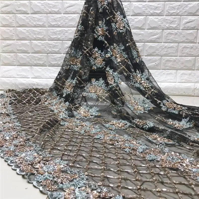 Африканская кружевная ткань Вышитое нигерийское гипюровое кружево высокое