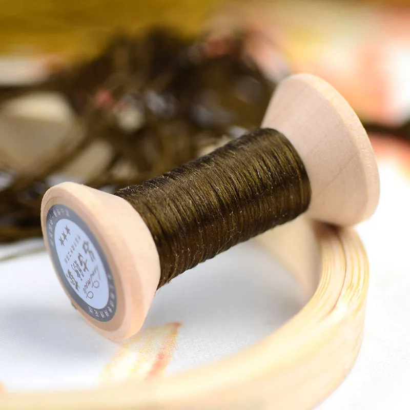 20 м горчично-желтая вышивка Сучжоу DIY общий цвет с черными полосками филиал ручная вышивка Spiraea вышивка линия