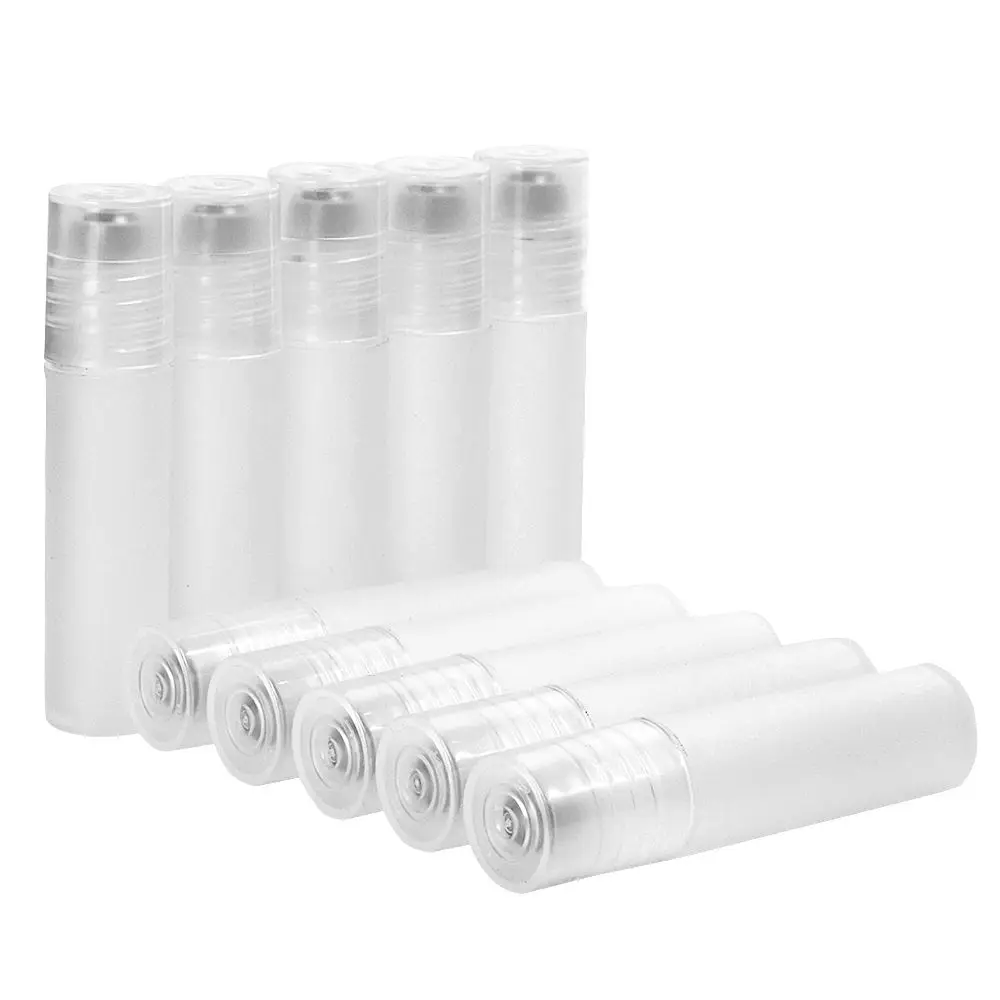 

5pcs 5ml Plastic Roll On Bottle Liquid Essential Oil Perfume Empty Bottle Mini Sample Container With Steel Roller