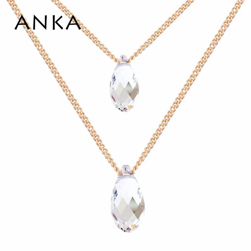 

ANKA new design multi layer chain chokers necklace women gift rhodium plated Crystals from Austria #118966