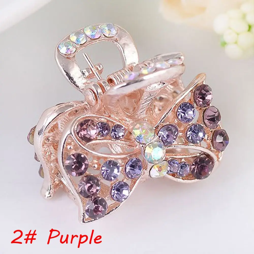 2 Purple 1 шт. хрустальные украшения бабочки заколки для волос металлические заколки для волос аксессуары для укладки волос инструменты ювелирные изделия - Цвет: 2 Purple