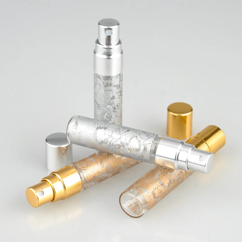 10 шт./лот 5 мл печать Parfum дорожная бутылка с распылителем для духов Портативный пустые косметические контейнеры с алюминиевым распылителем