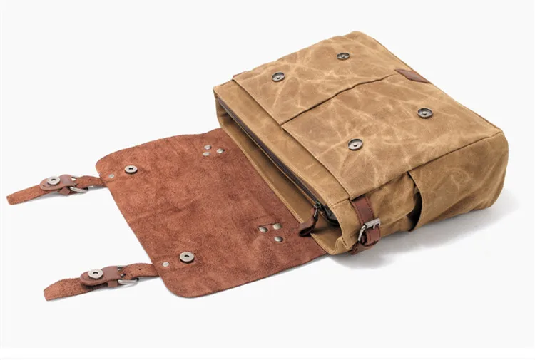 Retro Men Bag Laptop Shoulder Messenger Slung Handbag Computer Official Knight Motorcycle Canvas Crazy Horse Leather |