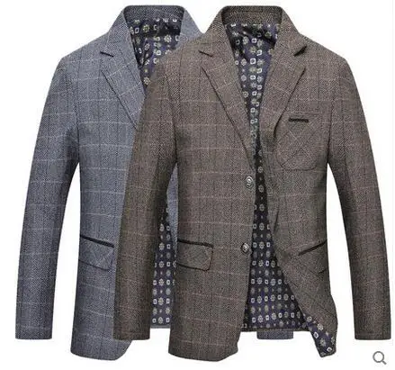 

Spring and autumn new mens lattice suits casual clothes jacket middle-aged men suit father wear single-breasted blazer masculino