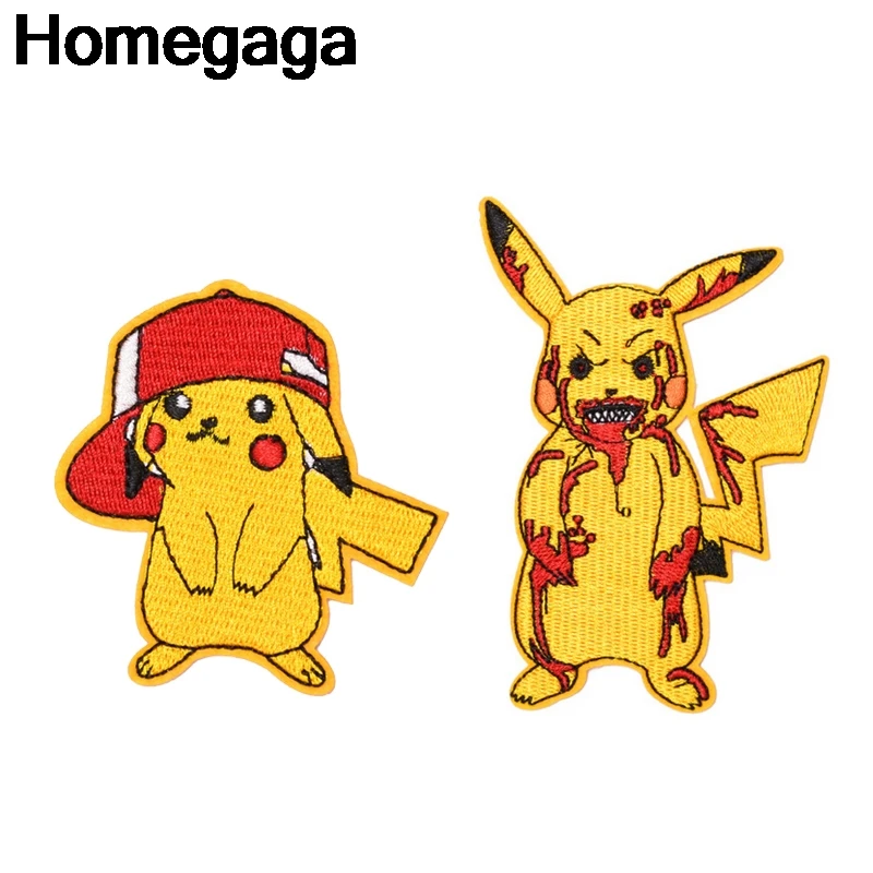 Homegaga Pocket monster Pikachu аппликационные заплатки Сделай Сам Утюг на обуви джинсовая сумка Одежда наклейки в стиле панк вышитые значки D2226