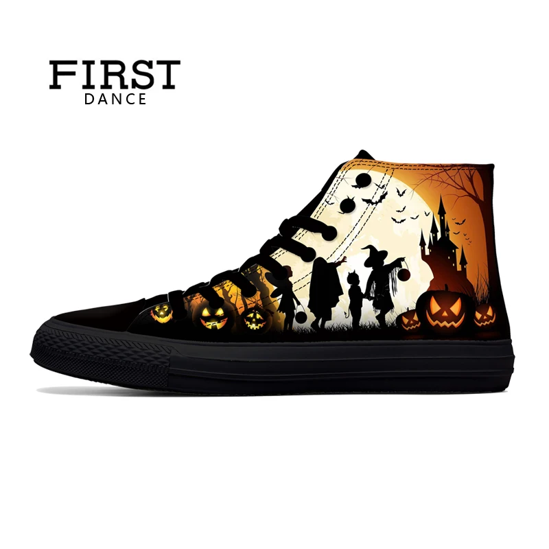 FIRST DANCE Dropshipping Serial Nice High Canvas Shoes Men Top Classic Fashion Printed Black Casual Sneakers |