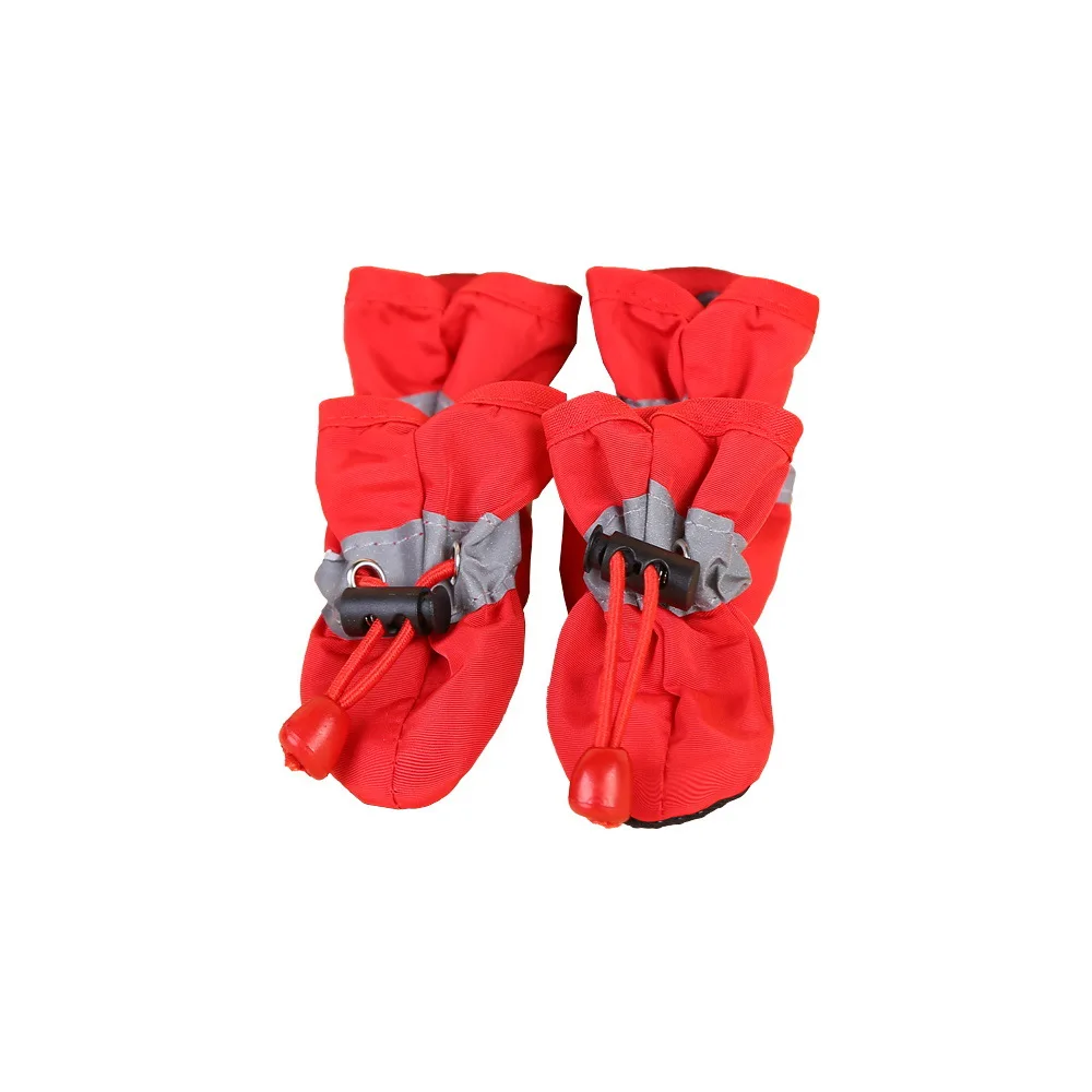 4Pcs/set Pet Dogs Winter Shoes Rain Snow Waterproof Booties Socks Rubber Anti-slip Shoes For Small Dog Puppies Footwear