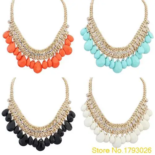 Deluxe Кристалл Золотая Цепь Смолы Кулон Шарм Многослойные Бусы Ожерелье женщины 4T6X