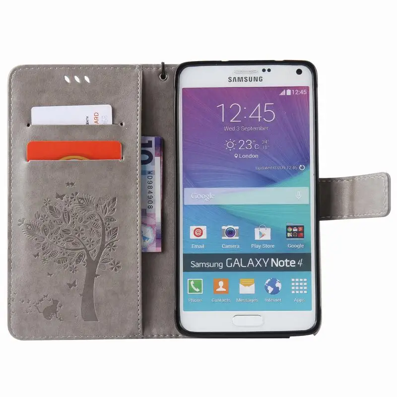 Для samsung Galaxy Note 4 Чехол Кожаный тисненый кошелек чехол для телефона samsung Note 4 чехол и чехлы для samsung Galaxy Note 4 Чехол