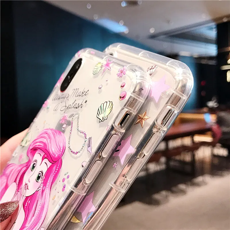 Прозрачный мягкий чехол принцессы Ариэль для iphone 6 7 8 plus X XS XR XSMAX милый на заднюю