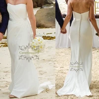 2019 women scoop wedding dresses mermaid skirt bride gown girls bridal wedding party pleated sashes simple design