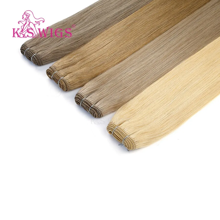 K.S парики 20 ''прямые волосы remy уток человеческих волос двойные нарисованные натуральные кудрявые пучки волос 100 г/шт
