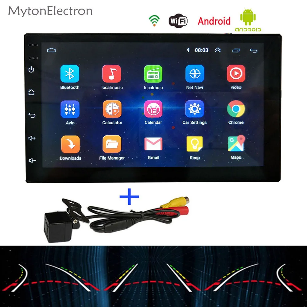 Android автомобильное радио аудио стерео 2din FM 1024*600 gps навигация Bluetooth интеллектуальная динамическая траектория Беспроводная парковочная камера - Размер экрана, дюймов: With Dynamic Cam F